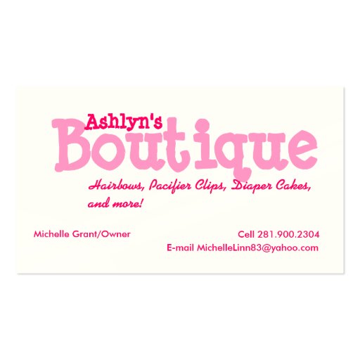 Boutique Business Cards (front side)