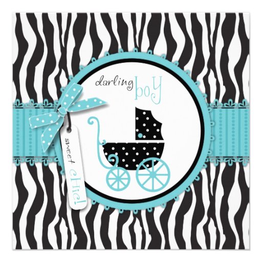Boutique Chic Boy Square Personalized Invites