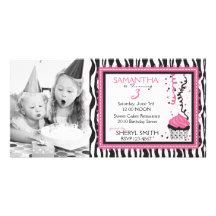Boutique Chic Cupcake  Invitation Photo Card