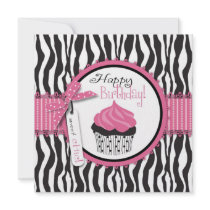 Boutique Chic Cupcakes Square Custom Invitations