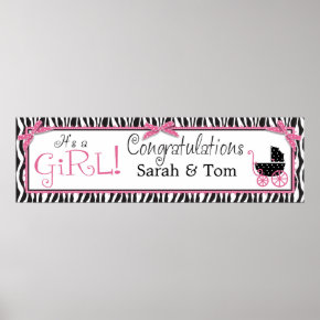 Boutique Chic Girl Baby Shower Banner Poster