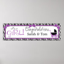 Boutique Chic Violet Baby Shower Banner Posters