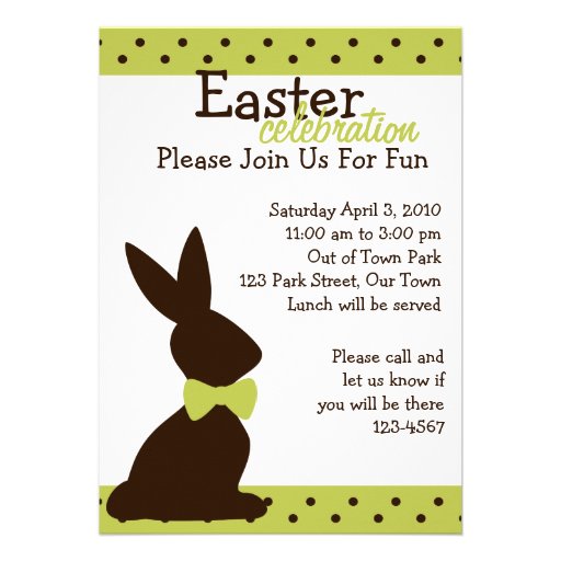 Boutique Chocolate Bunny Personalized Invites (front side)