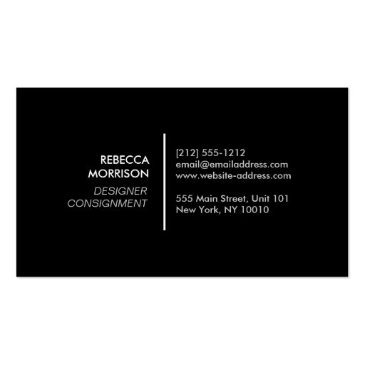 Boutique, Consignment, Fashion Designer, Closet Business Card Templates (back side)