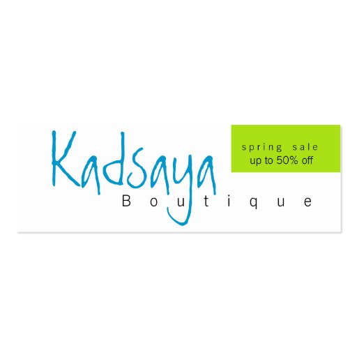 Boutique Kadsaya 9 Promotion Store Business Card (front side)