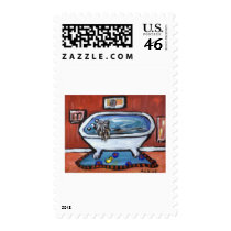 Bouvier des flandres bath postage stamp