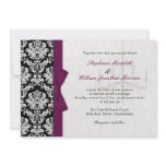 Bow and Chandelier Damask Wedding Invitation