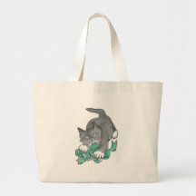 Bow Attack by Gray Kitten Canvas Bag