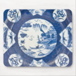 Bow blue &amp; white Chinese Landscapes, C. 1770 Mouse Mat