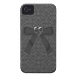 Bow & Jewel Heart Black iPhone 4 Case