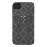 Bow & Jewel Heart Black Pattern iPhone 4 iPhone 4 Case-Mate Cases