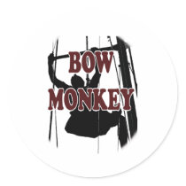 Bow Monkey Round Sticker
