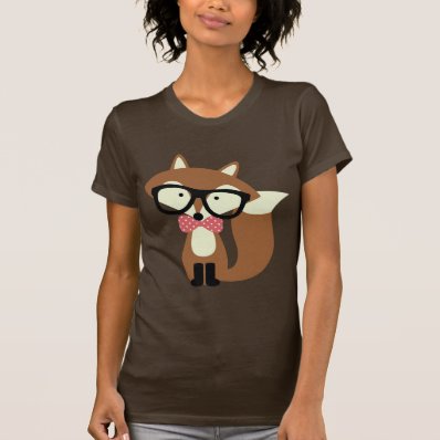 Bow Tie and Glasses Hipster Brown Fox T-shirt