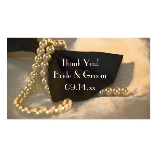 Bow Tie and Pearls Wedding Favor Tags Business Card (front side)
