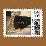 Bow Tie and Pearls Wedding RSVP Postage Stamp