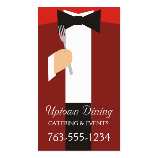 bow tie tuxedo fork chef catering business cards
