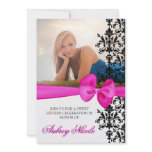 Bowed Damask Accented 5 x 7 Invite [Pink]