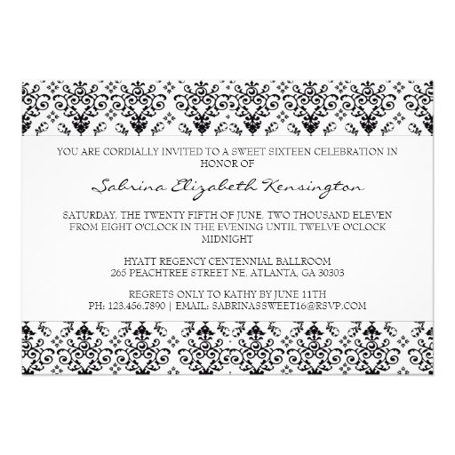 Bowed Damask Invite [Black and White]