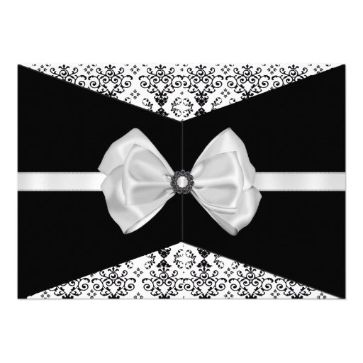Bowed Damask Invite [Black and White]
