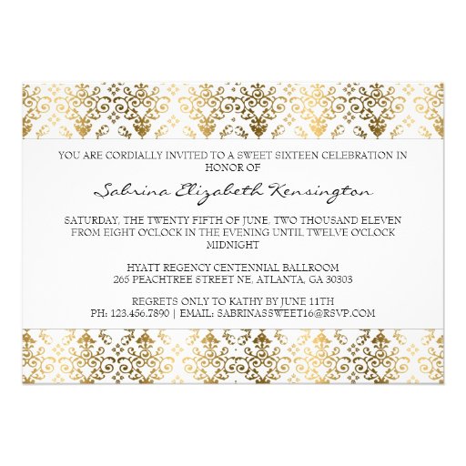 Bowed Damask Invite [Gold]