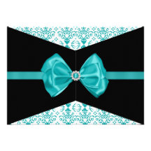 Bowed Damask Invite [Teal]