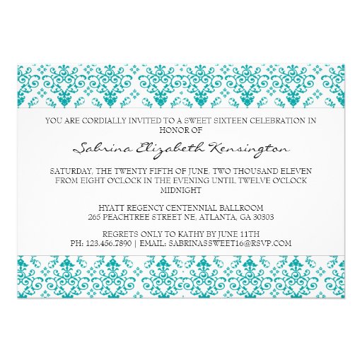 Bowed Damask Invite [Teal]