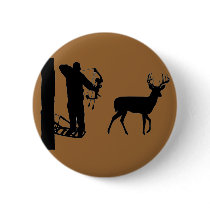 Bowhunter in Treestand Shooting Deer buttons