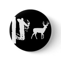 Bowhunter in Treestand Shooting Deer buttons