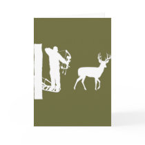 Bowhunter in Treestand Shooting Deer cards