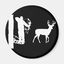 Bowhunter in Treestand Shooting Deer Magnets