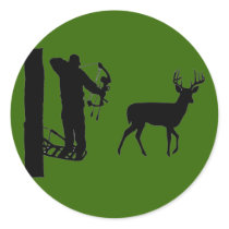 Bowhunter in Treestand Shooting Deer stickers