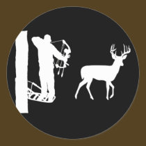 Bowhunter in Treestand Shooting Deer stickers