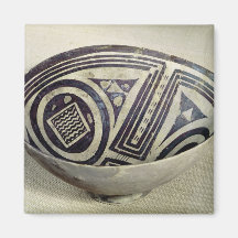 Bowl decorated with a geometric pattern refrigerator magnet