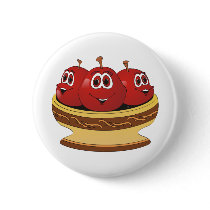 Bowl full of Cherries Cartoon Button