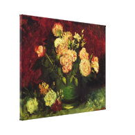 Bowl of Peonies and Rose,Vincent van Gogh. Canvas Print