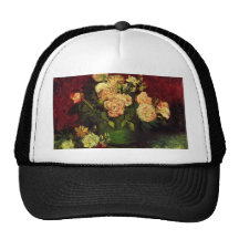 Bowl of Peonies and Rose,Vincent van Gogh Trucker Hats
