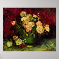 Bowl of Peonies and Rose,Vincent van Gogh Poster