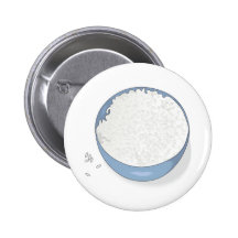 bowl of white rice pinback buttons