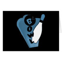 Bowl Pin Retro Bowling Ad Logo Blue Card