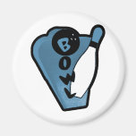 Bowl Pin Retro Bowling Ad Logo Blue Fridge Magnet