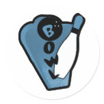 Bowl Pin Retro Bowling Ad Logo Blue Round Stickers