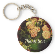 Bowl with Peonies and Roses, Vincent van Gogh Keychains