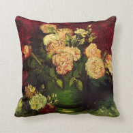 Bowl with Peonies and Roses, Vincent van Gogh Pillow