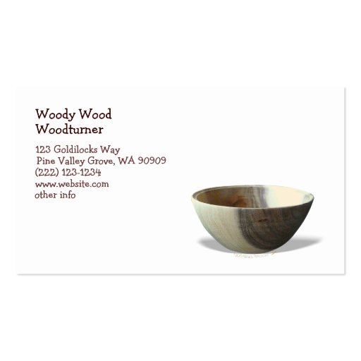 Bowl Woodturning Business Card Template (back side)