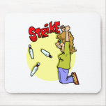 bowler celebrating strike cartoon mouse pad