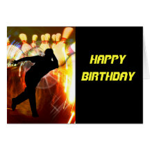 Bowler with Strike Explosion Greeting Cards