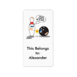 bowling ball and pin just wants me on my back personalized address label