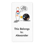 bowling ball and pin just wants me on my back personalized shipping label