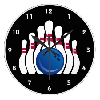 Bowling Ball and Pins Design Wall Clock