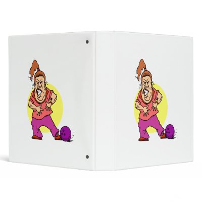 bowling ball crushing foot lady cartoon vinyl binders by sports_shop